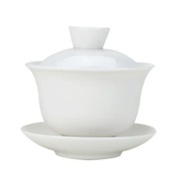 White ceramic 120 ml gaiwan with lid and saucer