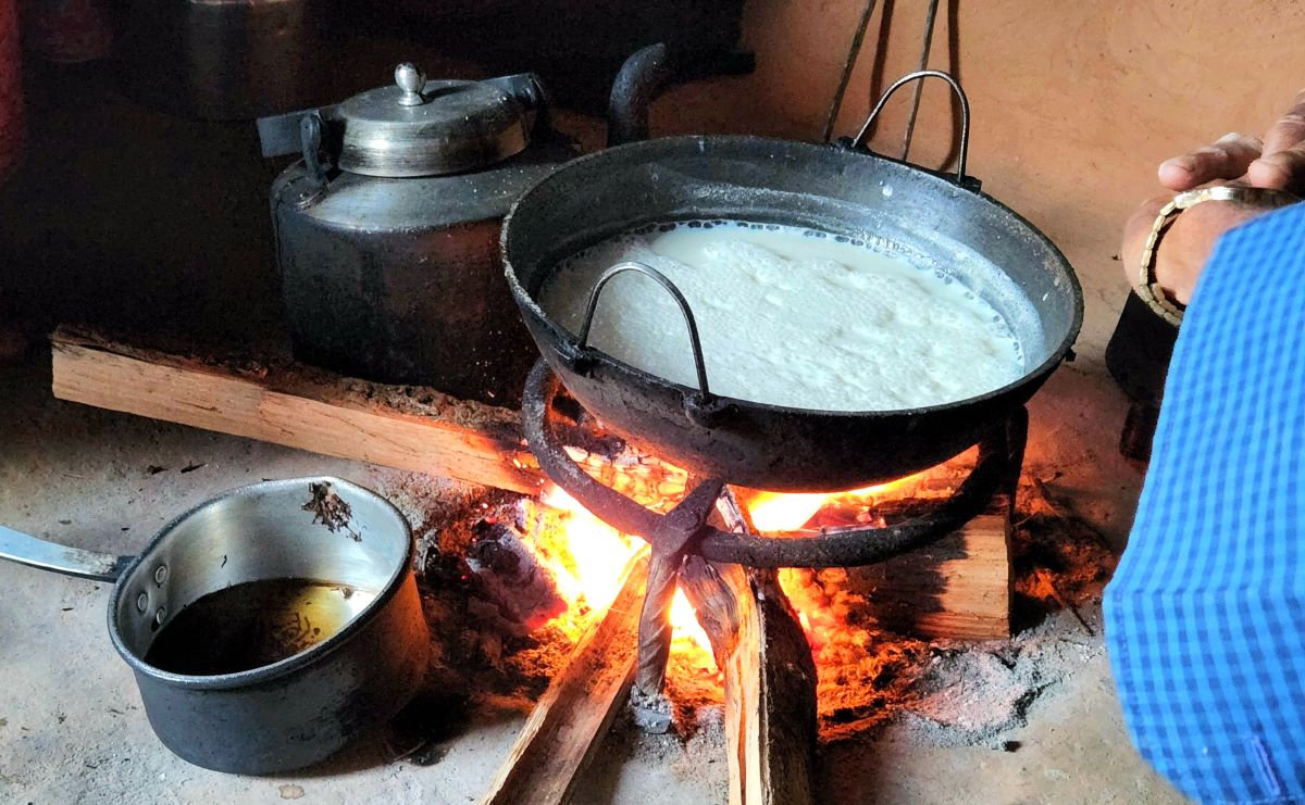 Milk Boiling over Fire in Nepal