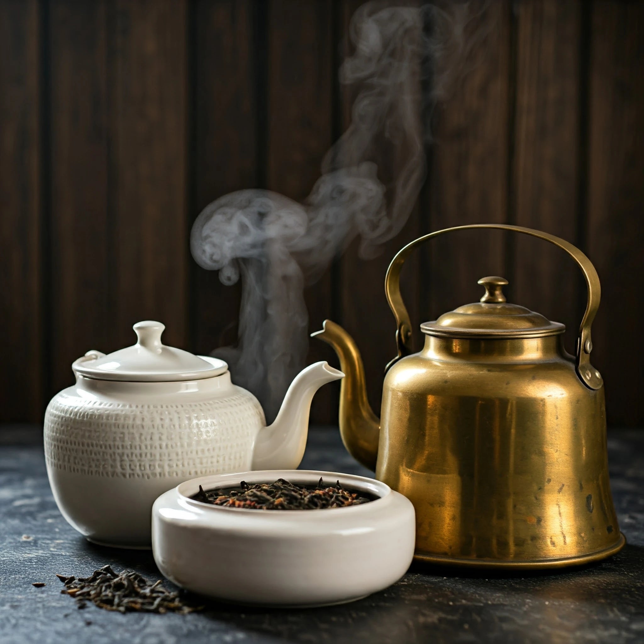 A tea Pot and a Tea Kettle for Tea Steeping Vs Boiling