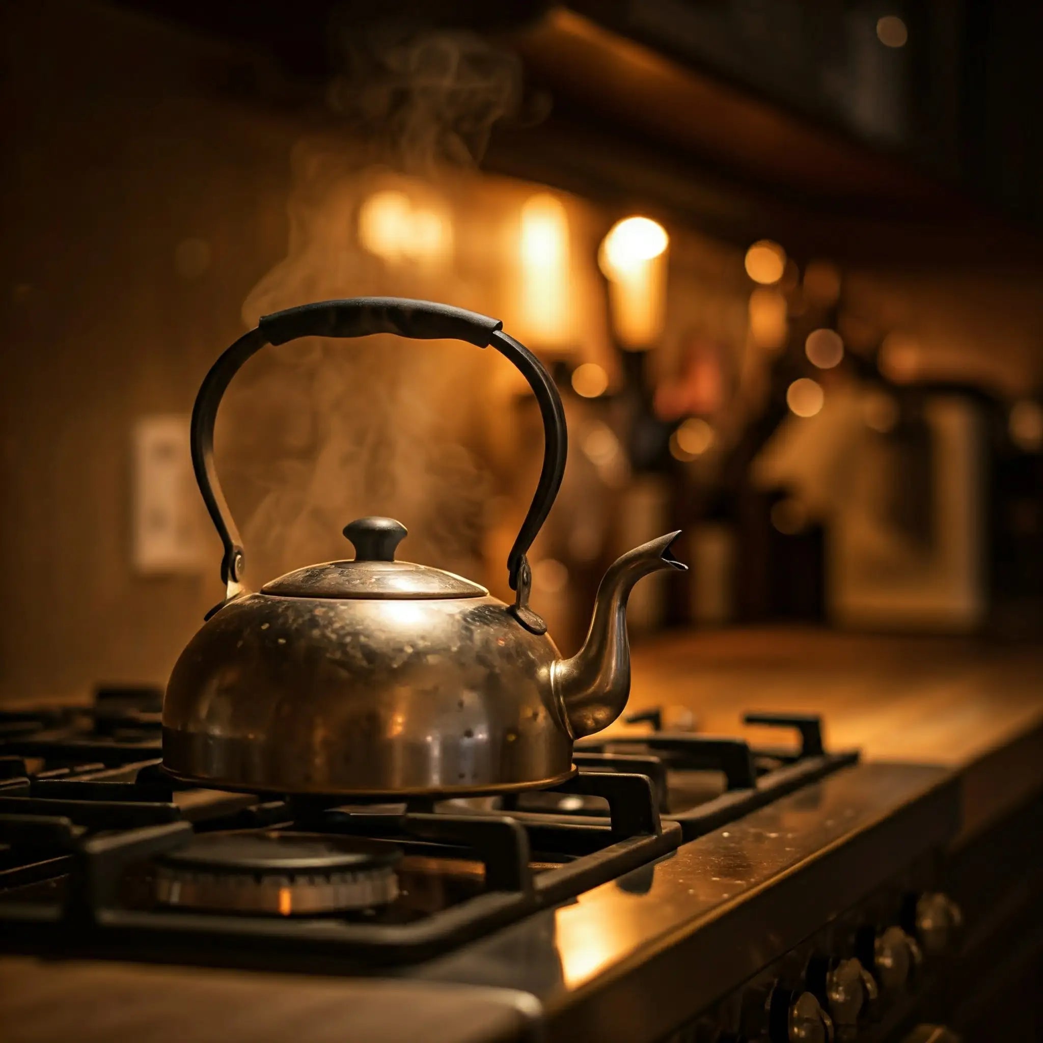 Tea Kettle on Stove in a Kitchen