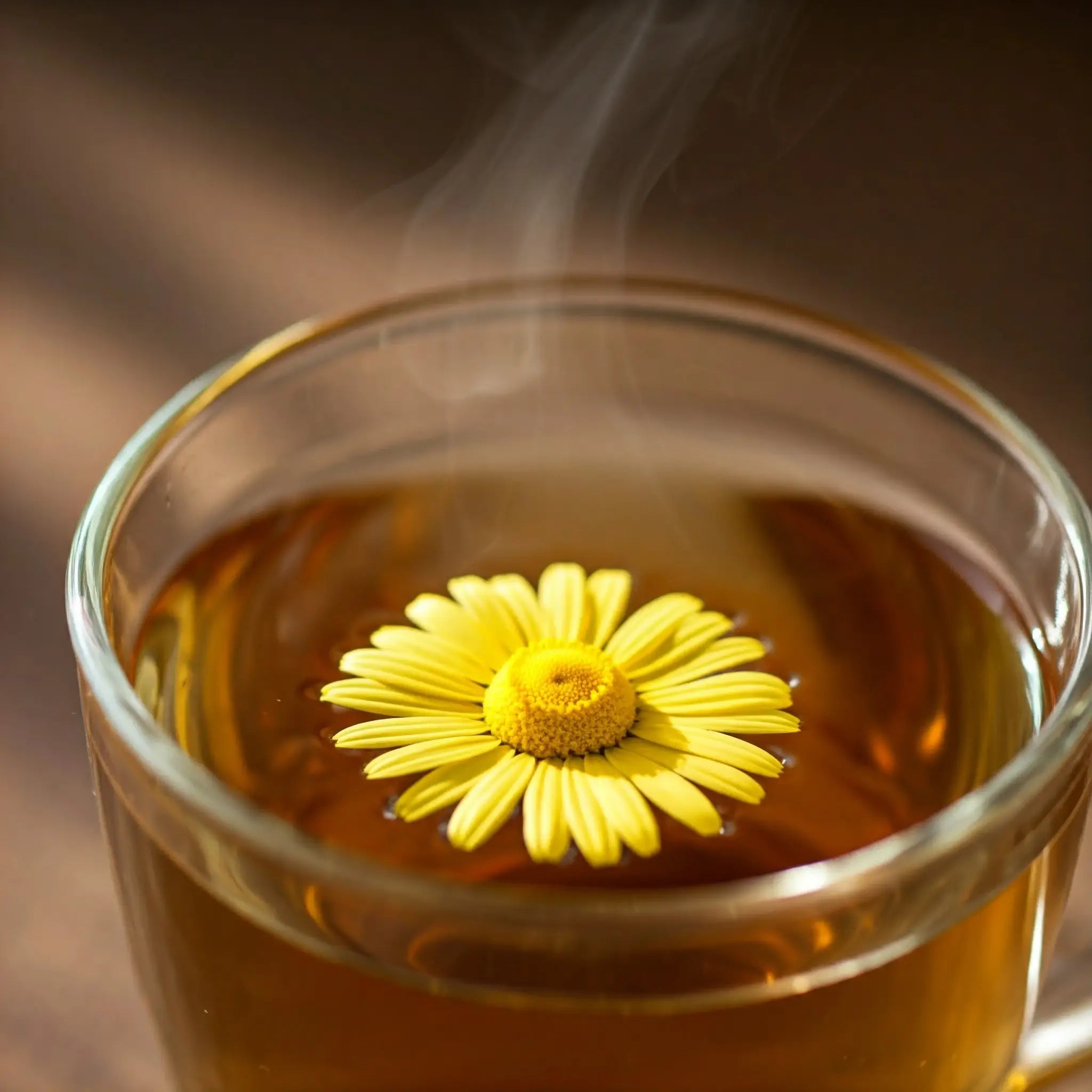 Chamomile tea in a glass