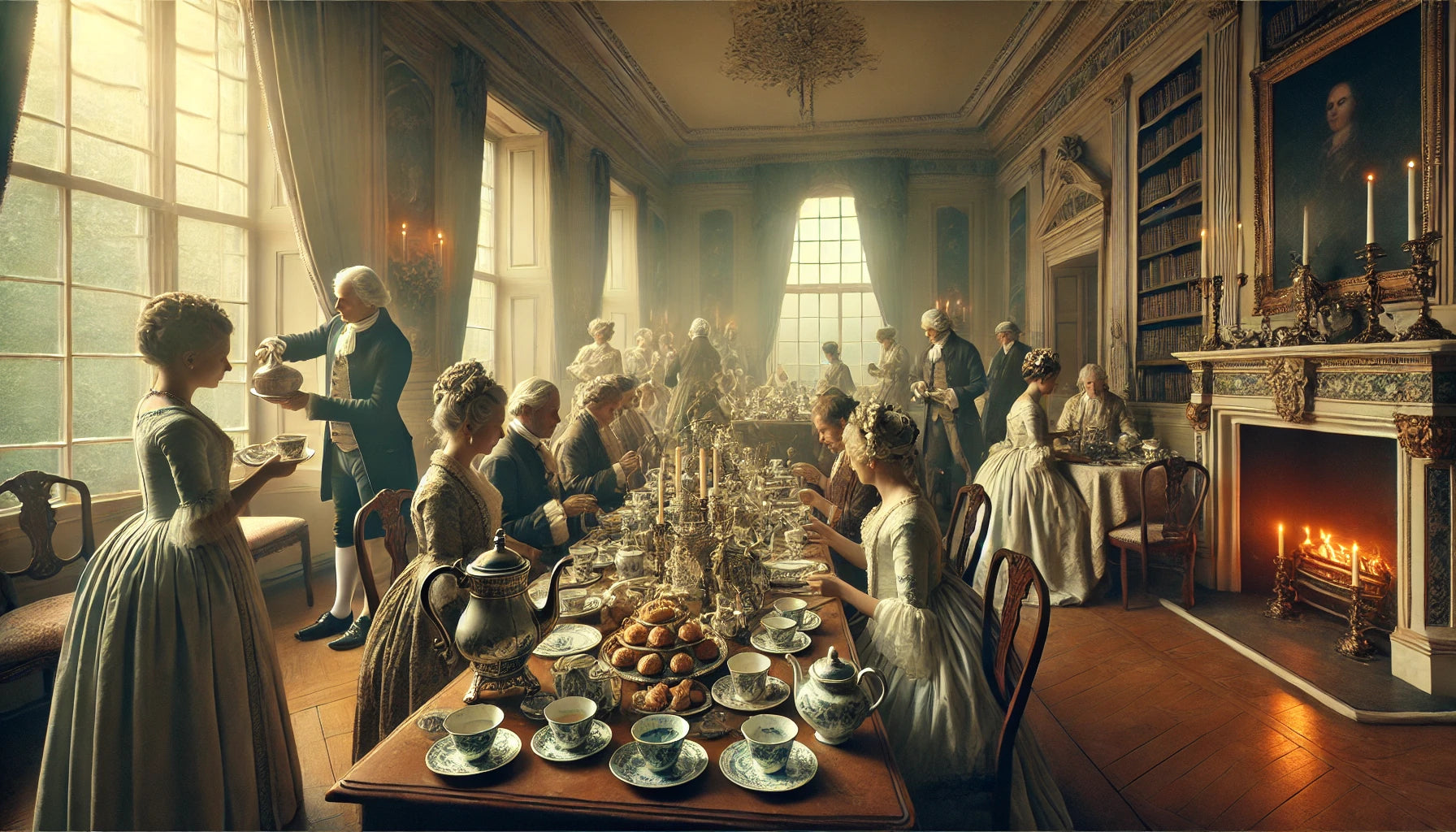 A depiction of historical tea party