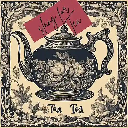 A Pot of Tea with a text- Slang for Tea