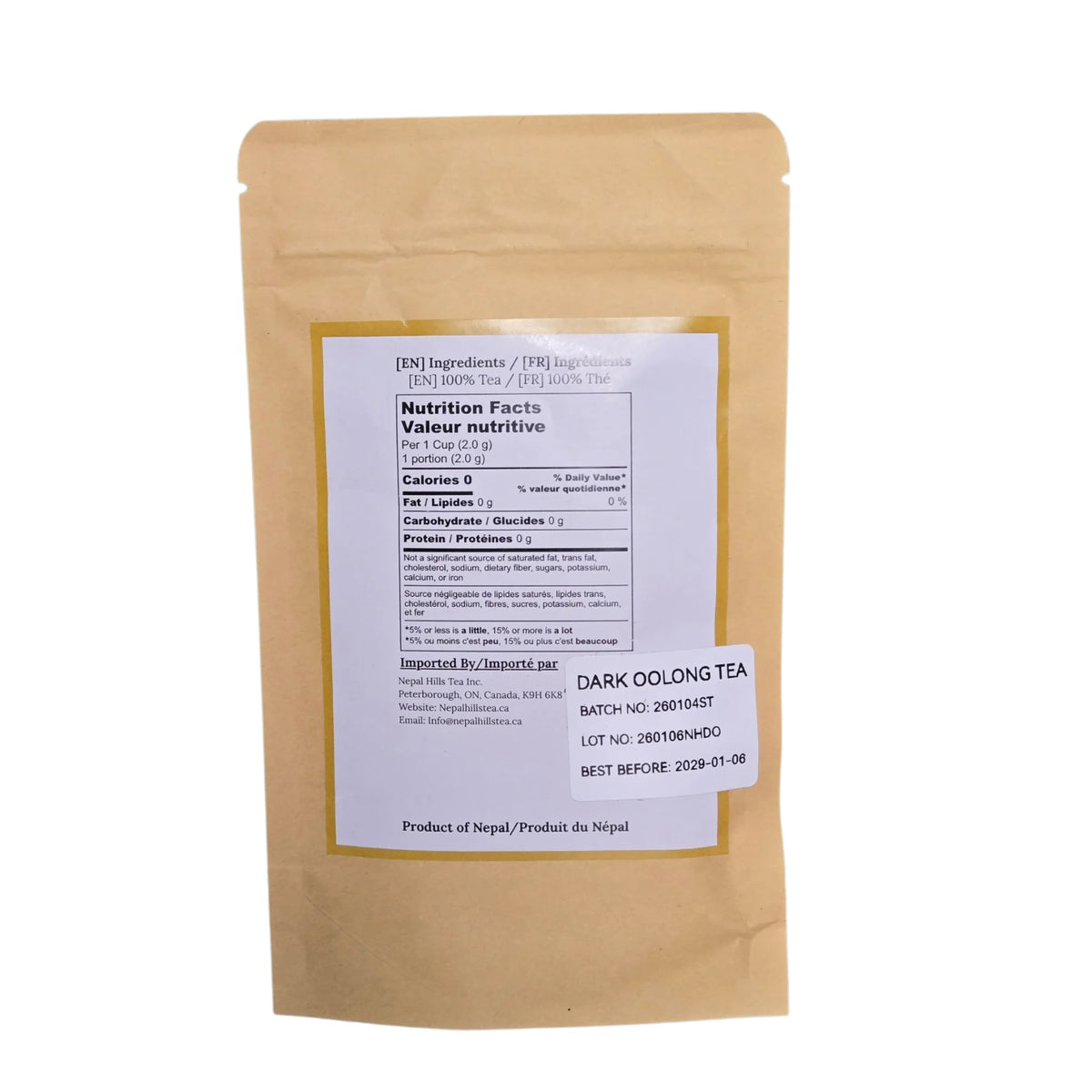 Dark Oolong Tea packaging back — Stone Fruit Nepal Oolong | Nepal Hills Tea — 5