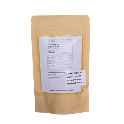 Floral White Tea packaging back — Nepal White Tea from Farmers Tea Co., Ilam | Nepal Hills Tea — 5