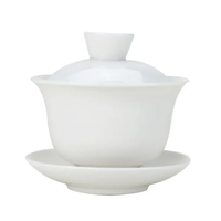 White ceramic 120 ml gaiwan with lid and saucer