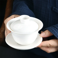 Gaiwan shown in three parts: lid, bowl and saucer