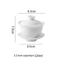 Close-up of the glazed rim of a white ceramic gaiwan
