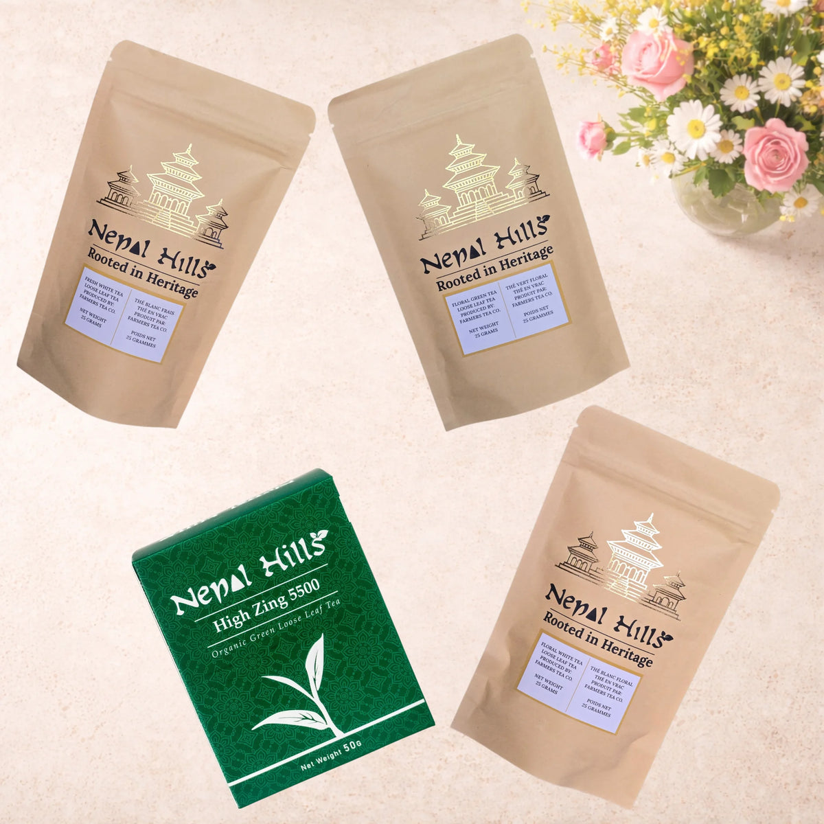 Light Tea Lovers Pack — Low-Caffeine Nepal Green and White Tea Bundle | Nepal Hills Tea
